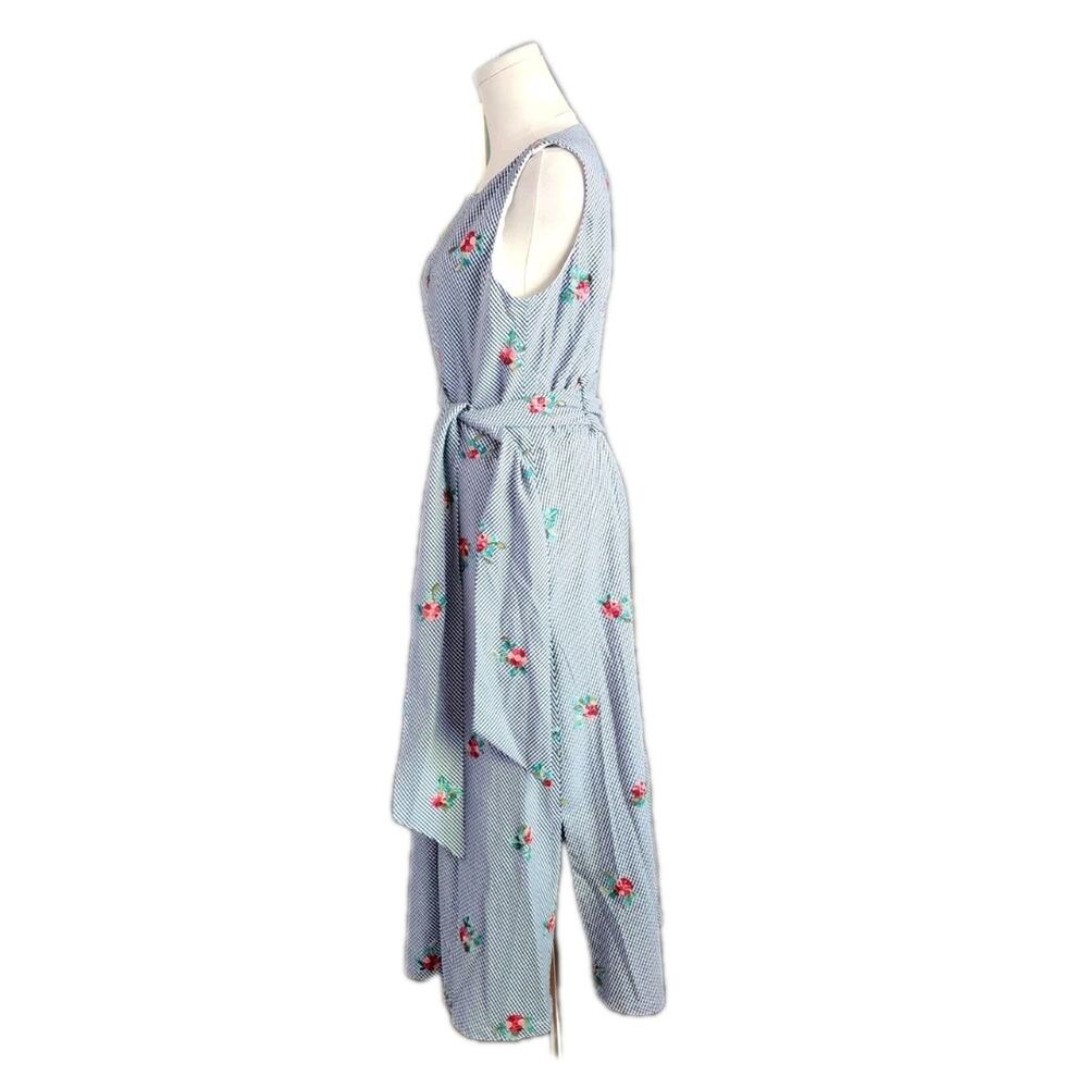 Anne Klein Size 10 Midi Dress Gingham Embroidered Flower Spring Country Picnic - Picture 2 of 7